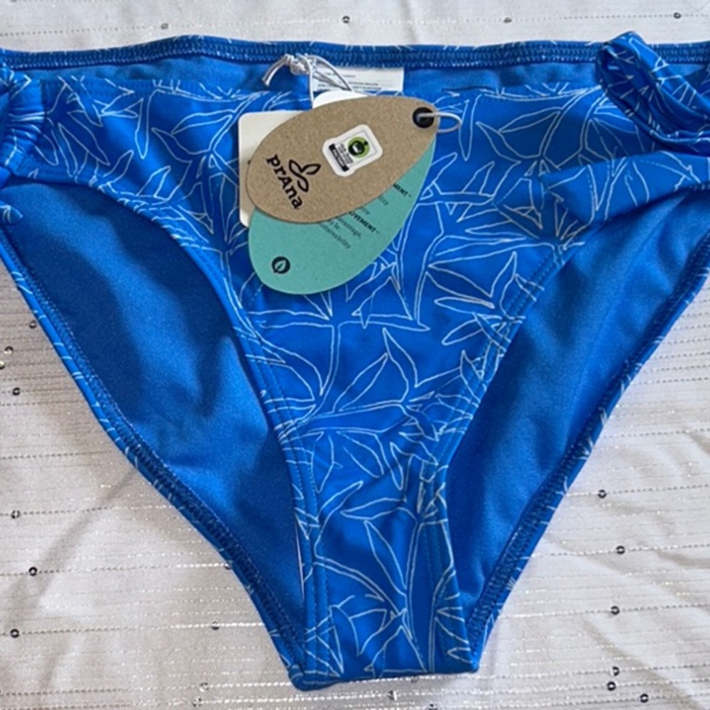 Prana Vibrant Blue Leaf Bikini Bottom - Picture 4 of 4